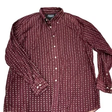 XL Trader Bay Shirt Mens Purple Micro-Corduroy Button-Down Long Sleeve Casual vt