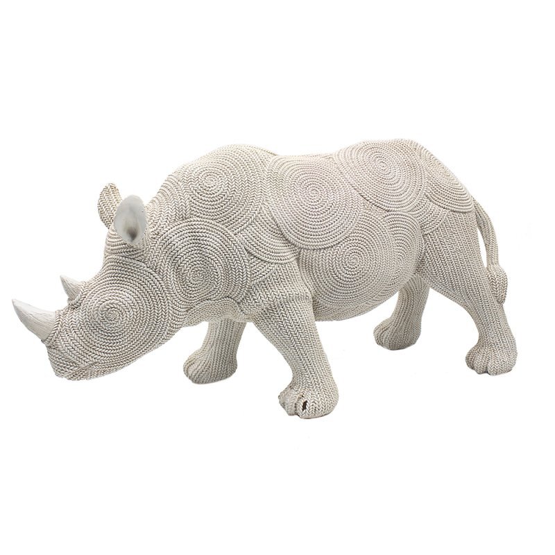 Rhinoceros Animal Figurine Resin Ornament Twist Rope Style Neutral Home Decor