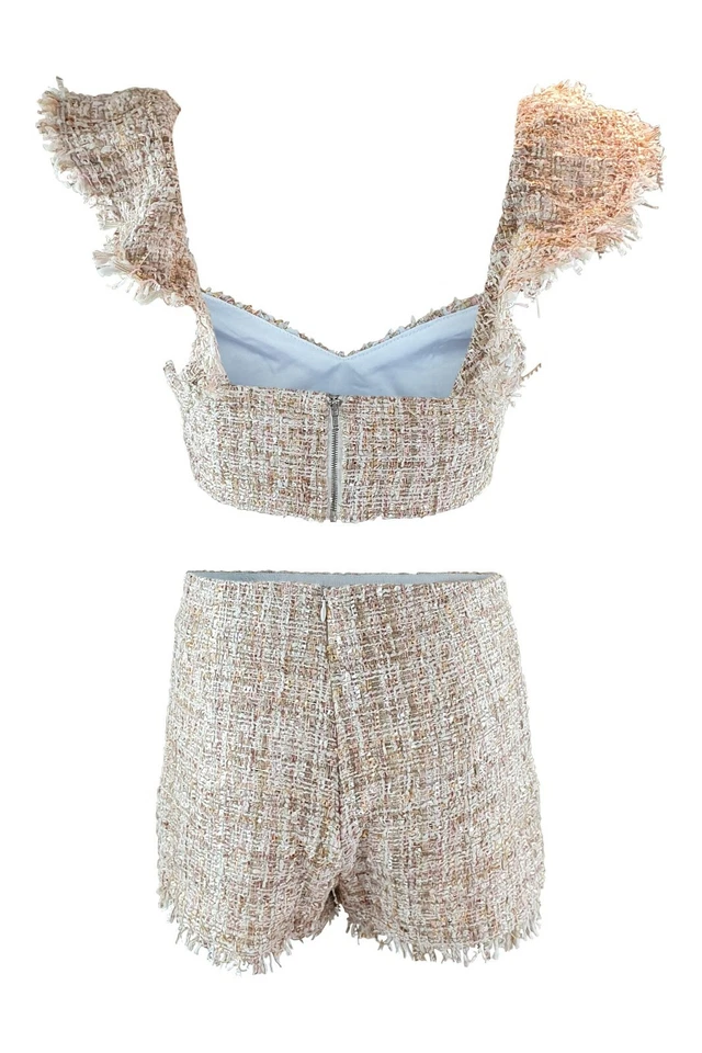 LPA 688 Crop Top 689 Short Metallic Neutral (S UK 6 - US 2) - Image 3 of 4