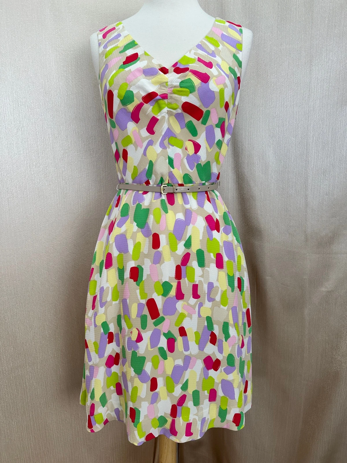 Abito smanicato con cintura in seta stampa confetti pastelli KATE SPADE 4
