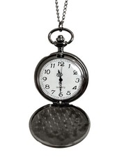 Men's Steampunk Gunmetal Necklace Pocket Watch