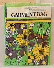 Vtg Garment Bag Coats Dresses 3-Hook Design Hanger Floral Green Yellow White