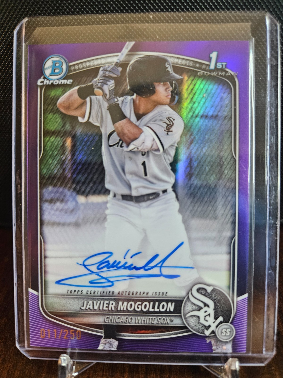 Javier Mogollon 2025 Topps Bowman Chrome 1st Bowman Purple Auto #/250 White Sox