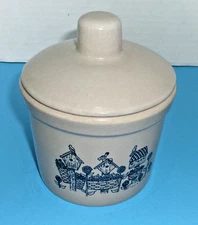 RRP Co Roseville Pottery Ohio Crock Blue With Lid 1 Pint EUC