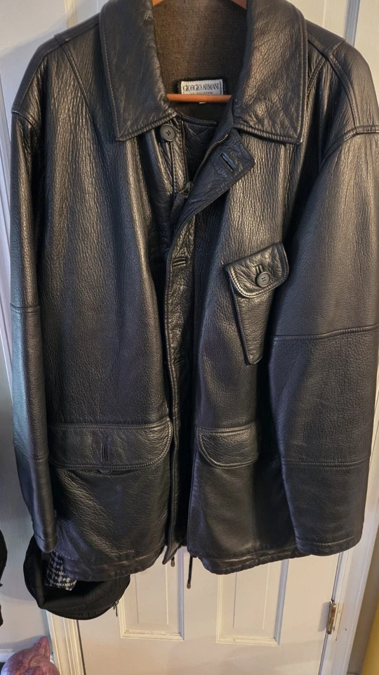 Men's SZ 46 Armani Collezioni Deerskin Black Leather Jacket. Perfect for Winter! - Image 2 of 4