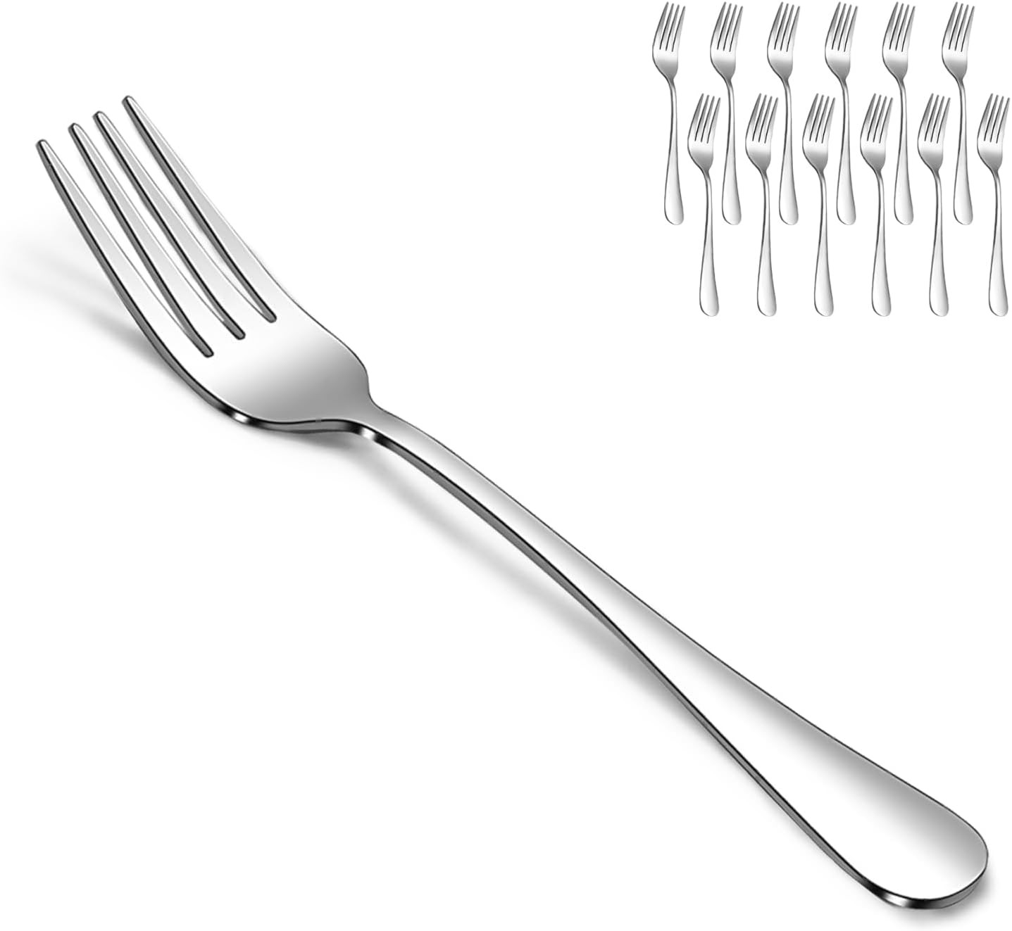 Set - 12-piece Stainless Steel Salad Forks Cream Fork Flatwa