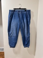 Gap Women  s Blue Denim Jeans - Pull On Drawstring Joggers Size Extra Large