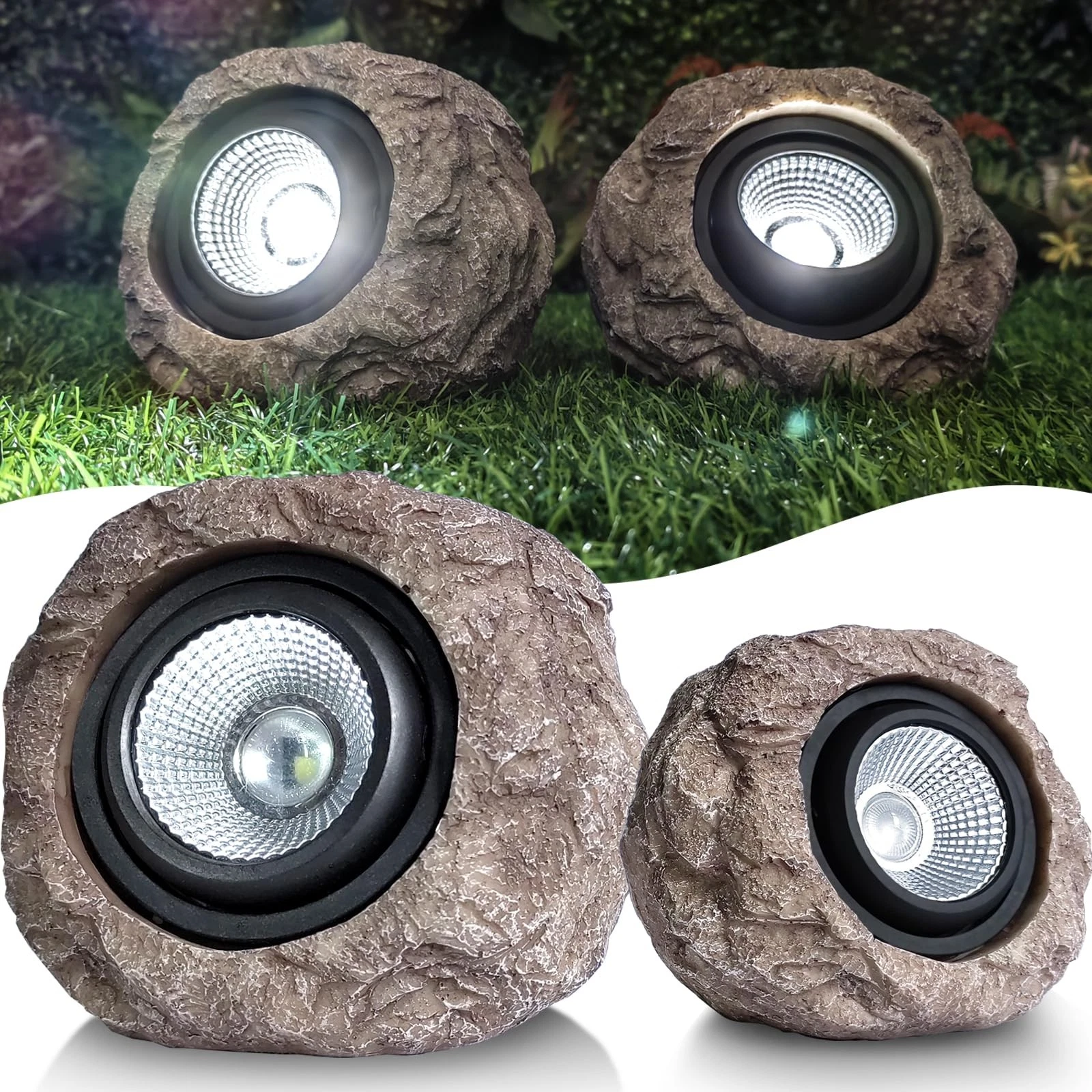 Solar Rock Lights Outdoor Garden Waterproof - Super Bright LED Solar Spotligh...