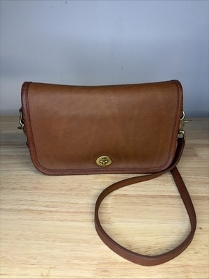 Vintage Coach British Tan Pocket Purse Leather Crossbody Bag #9755
