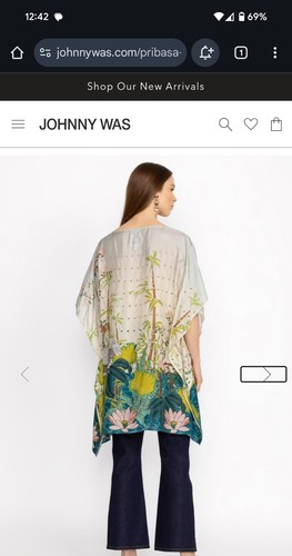 EUC Johnny Was 100% Silk Pribasa Eyelet Poncho Size L/XL Ret.$270 Crane Floral - Picture 7 of 19