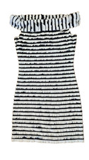 Samuel Dong Off Shoulder Ruffled Black and White Dress (Small-Med)