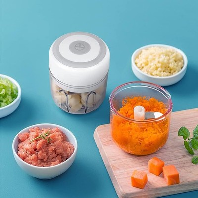 Electric Garlic Chopper Mini, 11oz Small Chopper Mincer with 6 Stainless Blades
