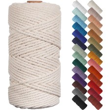 3mm x 109 Yards Natural Cotton Twisted Macrame Cord Soft Durable Craft Rope