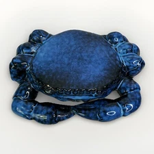 Glossy Blue Crab Figurine Nautical Beach Pool House Decor 3 X 9 X 6”