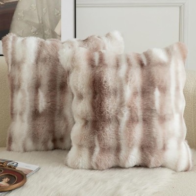 2er Set Luxus Dekorativ dicken Woll Kissenbezug Super Soft Wave Blase Plüschw...