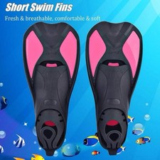 Swimming Fins Adult Size Short Adjustable Silicone Diving Flippers Size 1-2 NEW