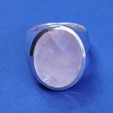 Size 7.25, vtg Sterling 925 silver handmade statement ring with rose crystal