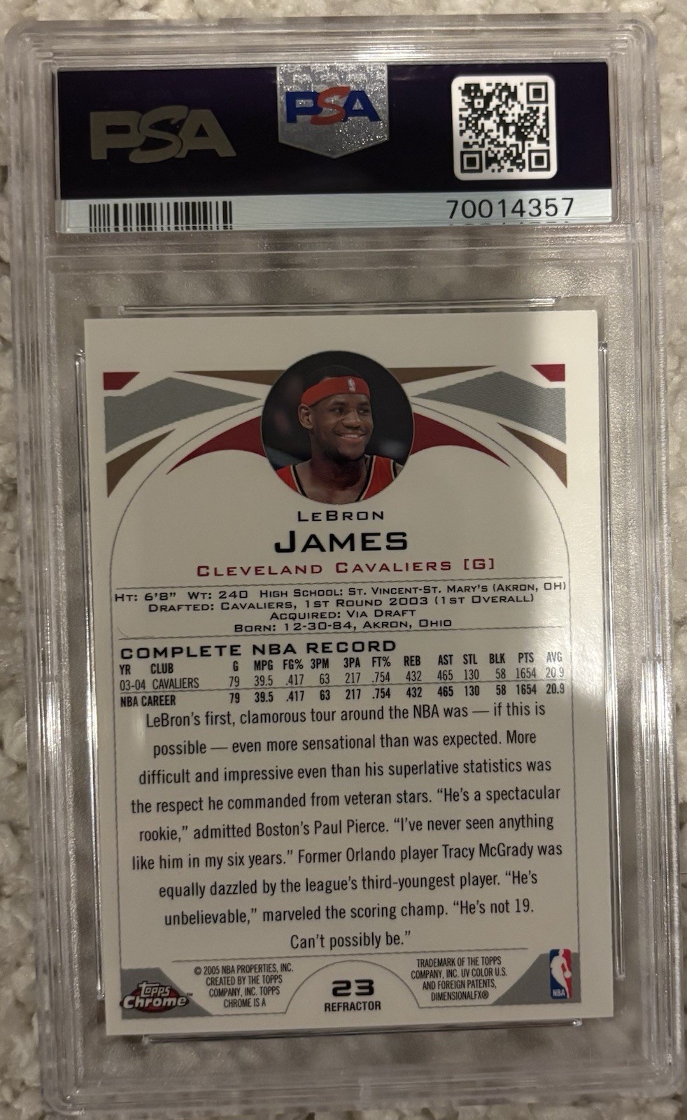 2004-2005 Topps Chrome LeBron James Refractor PSA 8 MINT #23 - RARE view 2