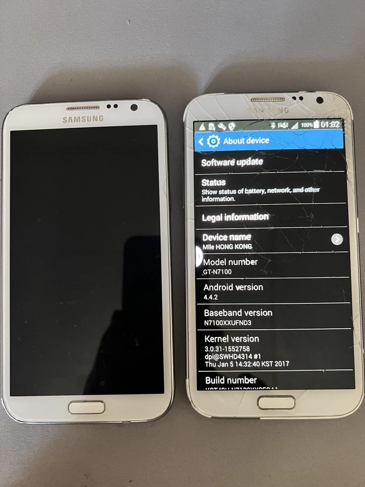 Lot 2x Samsung Galaxy Note II GT-N7100 + 2 S-Pen – Pour pièces / Réparation - Photo 2/4