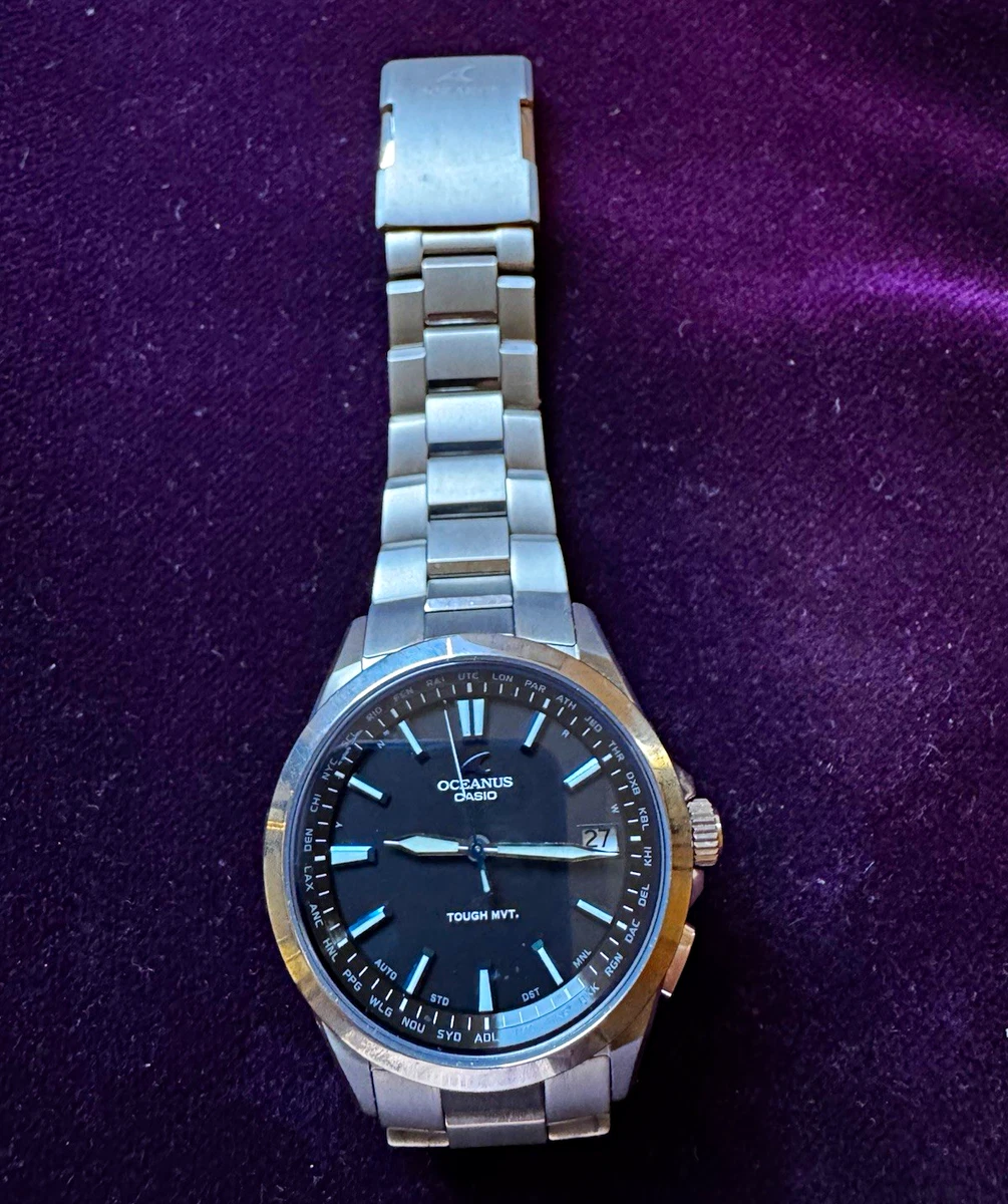 Casio Oceanus OCW-300 Titanio Solar Radio Cristal de Zafiro Reloj Hombre 100m Fecha