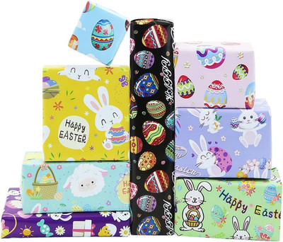Easter Wrapping Paper,8 Sheets 8 Design Bunny Eggs Chicks Pattern Birthday Gift