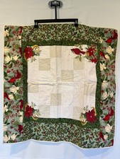 Holiday Christmas Floral Quilted Wall Hanging Cardinal Appliqu s 32 x 32