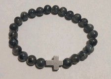 Dark Gray Cross Bead Bracelet