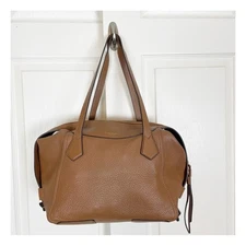 Tory Burch Perry Moose Brown Zip Closure Double Handle Satchel Bowler Bag