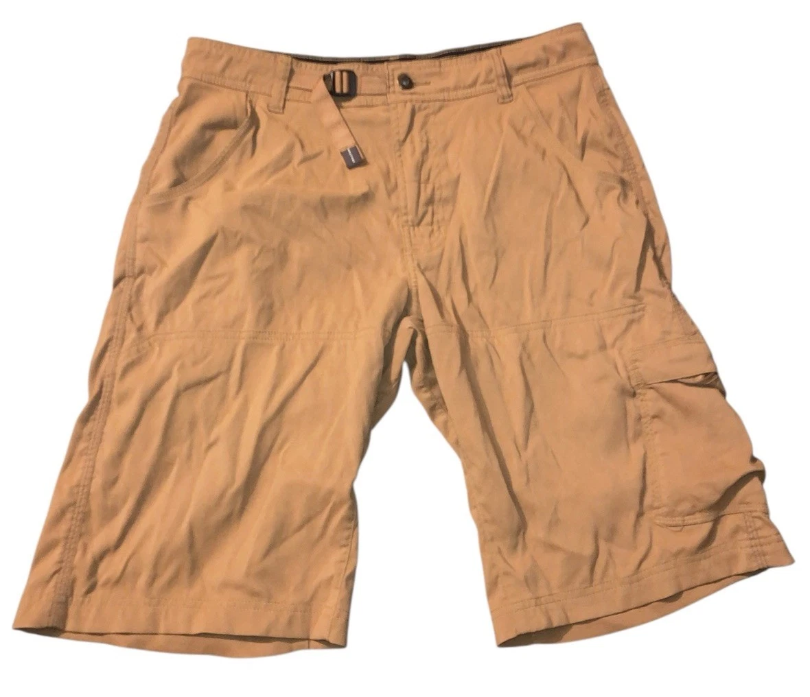 Prana Shorts Mens Small Tan Zion Belted Pockets Hiking Cargo 12" Inseam