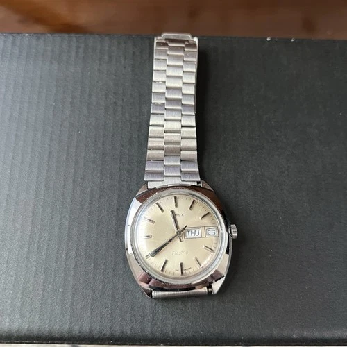 Vintage Antique Timex Electric Dial England Stainless Steel WatcBand