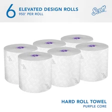 Bulk 6-Pack Scott High-Capacity Hard Roll Paper Towels Unperforated 950'/Roll