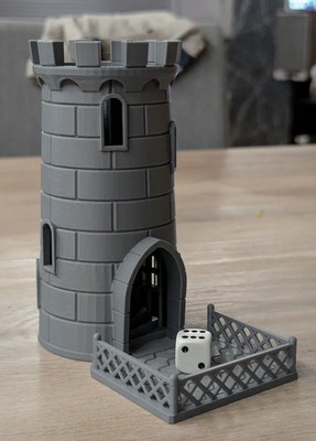 5'' Castle Dice Tower with Drawbridge Tray - D&D RPG Tabletop Gaming Accessory
