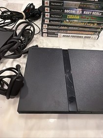 Sony PS2 Slim SCPH-70012 Console Bundle w/ 2 OEM Controllers, 7 Games & GTA