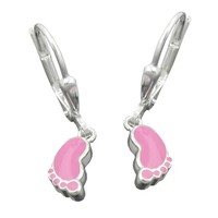 Ohrbrisur OhrhäNger Ohrringe 23X5Mm Fuß Rosa Lackiert Silber 925 | Gallay