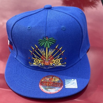 New League Blue Snapback Hat Adjustable One Size Embroidered Haiti Flag Patch