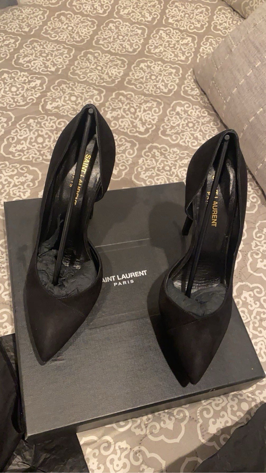 Saint Laurent Janice pompa a punta in camoscio nero taglia 39