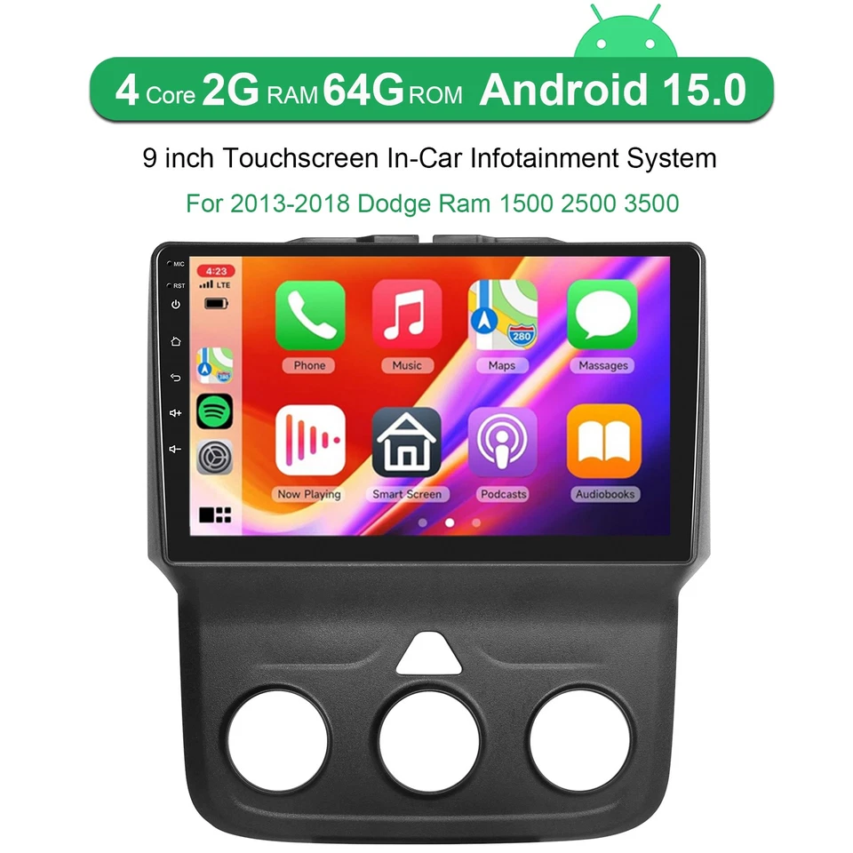 For 2014-2018 Dodge Ram 1500 2500 3500 Android 15 Car Stereo WiFi Radio Carplay - Image 2 of 4