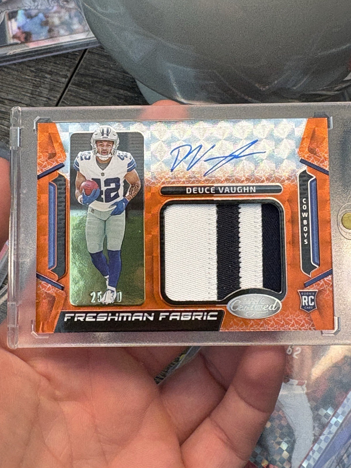 Deuce Vaughn Panini Certified Freshman Fabric Mirror Signature #FFMS13 Mirror Orange Etch