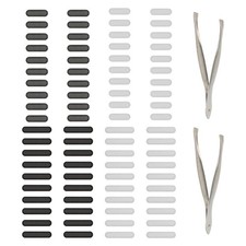80 Pcs 0.87"/0.63"x0.2" Phone Dustproof Net Sticker Speaker Cover Black/Silver