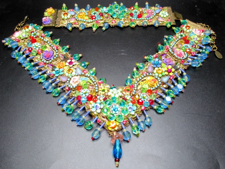 MICHAL NEGRIN Over The Top Colorido Estrás Flor Collar Pulsera Conjunto Foto 3 de 4