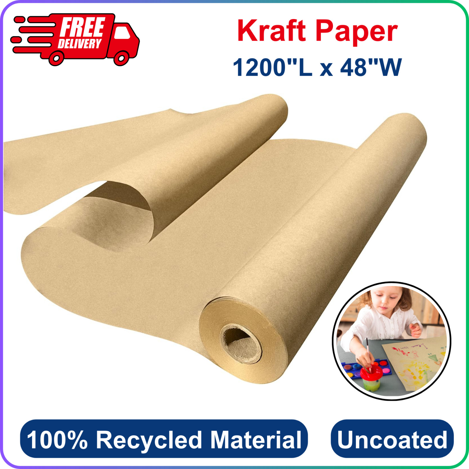 Wide Jumbo Roll 48" X 1200" (100ft) Ideal For Gift Wrap