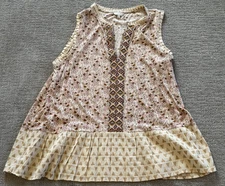 Lucky Brand Tank Top Women's Floral Boho Sleeveless Blouse - Size 1X