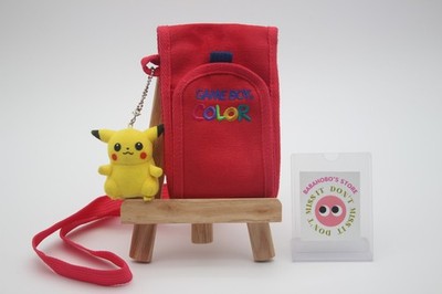 Pikachu Carrying Case Pouch Red w/ Mini Plushie for Nintendo GameBoy Color Japan