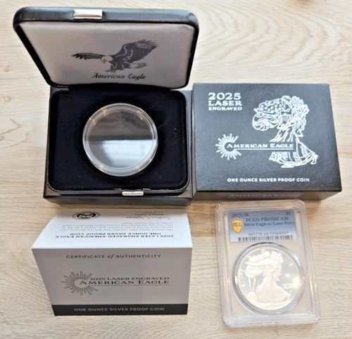 2025 W $1 American Silver Eagle Proof Laser Beam Privy PF69 DCAM PCGS w Box/COA