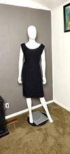 1950’s Black Cocktail Dress Crinkled Sheath La Dolce Vita Open Back I.MAGNIN