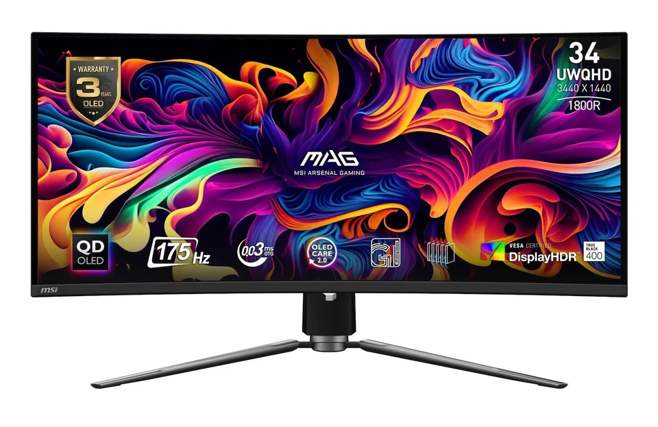 MSI MAG 341CQPDE 34,2" 86,8cm OLED UWQHD Curved Monitor 175Hz 0,03ms Bildschirm