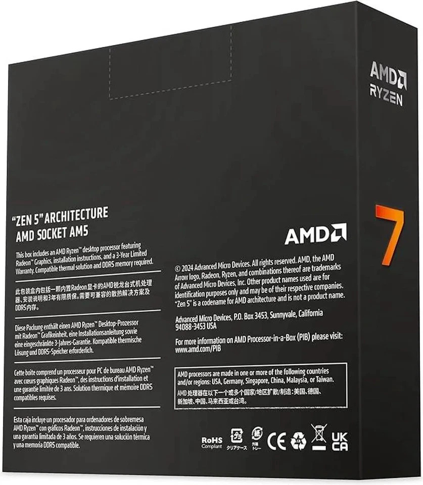 AMD Ryzen 7 9700X Socket AM5 8-Core Processor 100-100001404WOF for