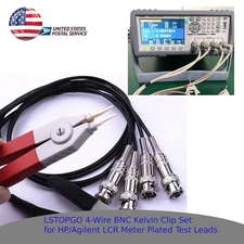 4-Wire Kelvin Clip Set with BNC Connectors for Component Testing LCR Meter