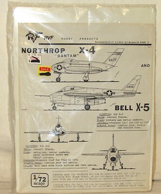 Rare RVF Hobby Products  Northrop X-4 ''Bantam'' & Bell X-5  1:72 Scale  NIB-NOS