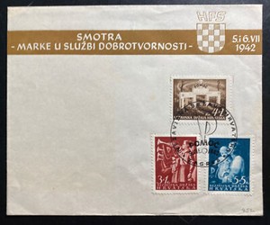 1942 Pomoc Croatia First Day Cover FDC Sc#B13-15 Welfare Stamps